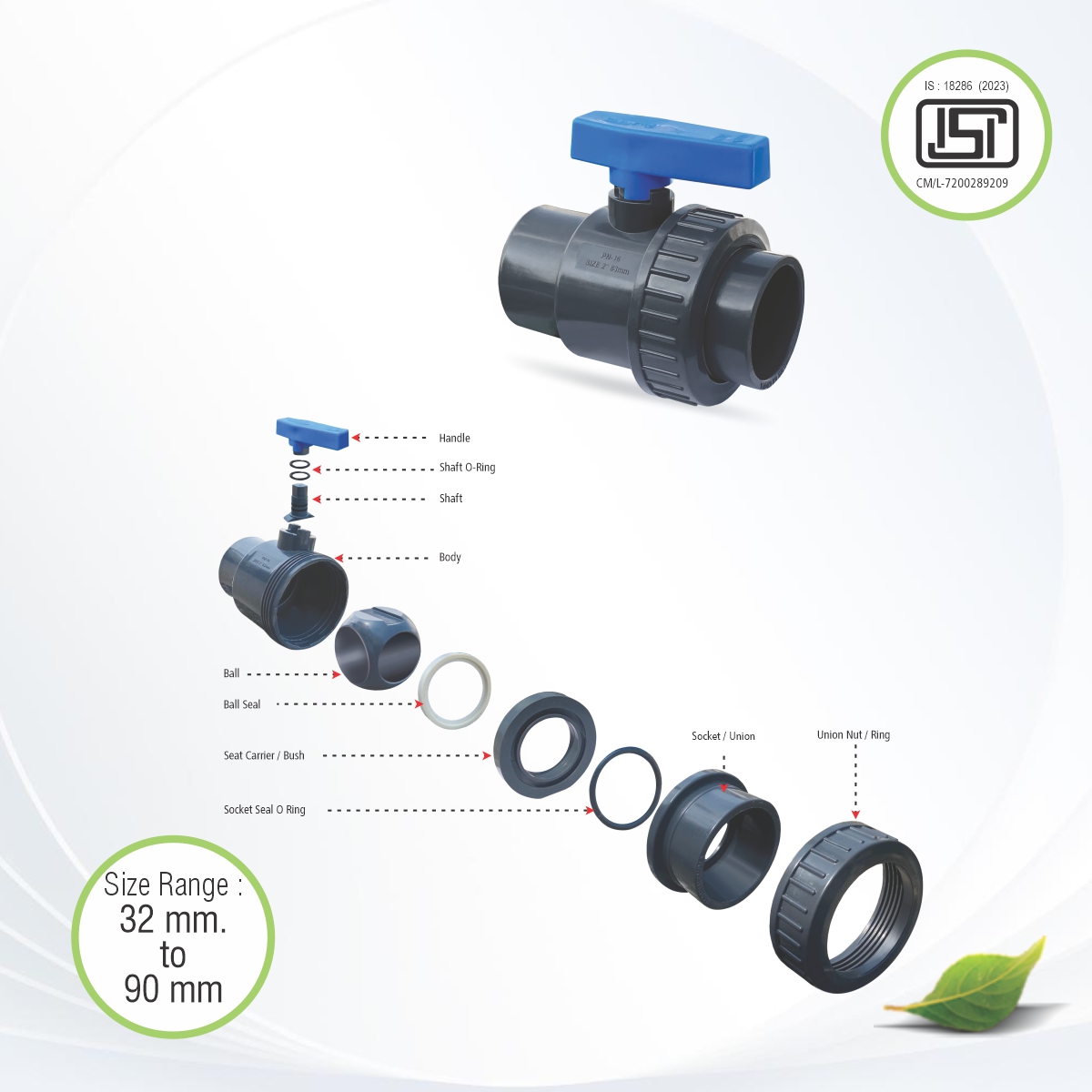 PVC Single Union Ball Valve for Compact Flow Control