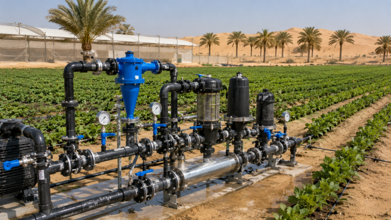 Agricultural water filtration system in UAE for efficient farm irrigation and water management