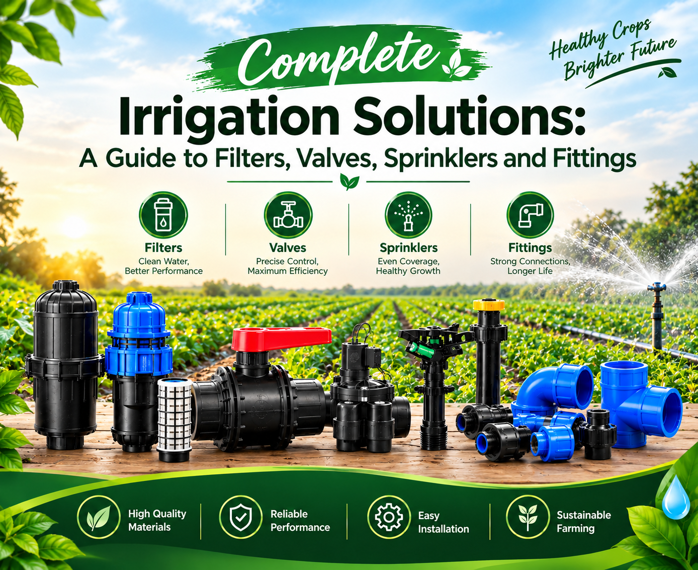 Complete Irrigation Solutions: A Guide to Filters, Valves, Sprinklers and Fittings
